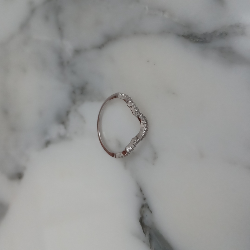 Ring Wedding Band Sterling Silver Cubic Zirconia Size 7